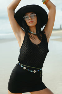 Black Mesh Mini Dress