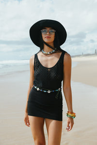 Black Mesh Mini Dress