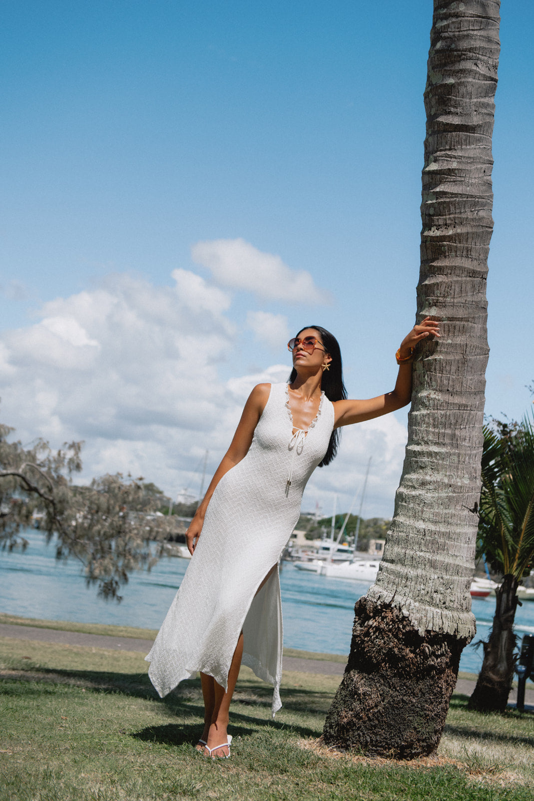 white mesh midi dress Confte - Swiss Dot Mesh Midi Homecoming Dress