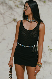 Black Mesh Mini Dress