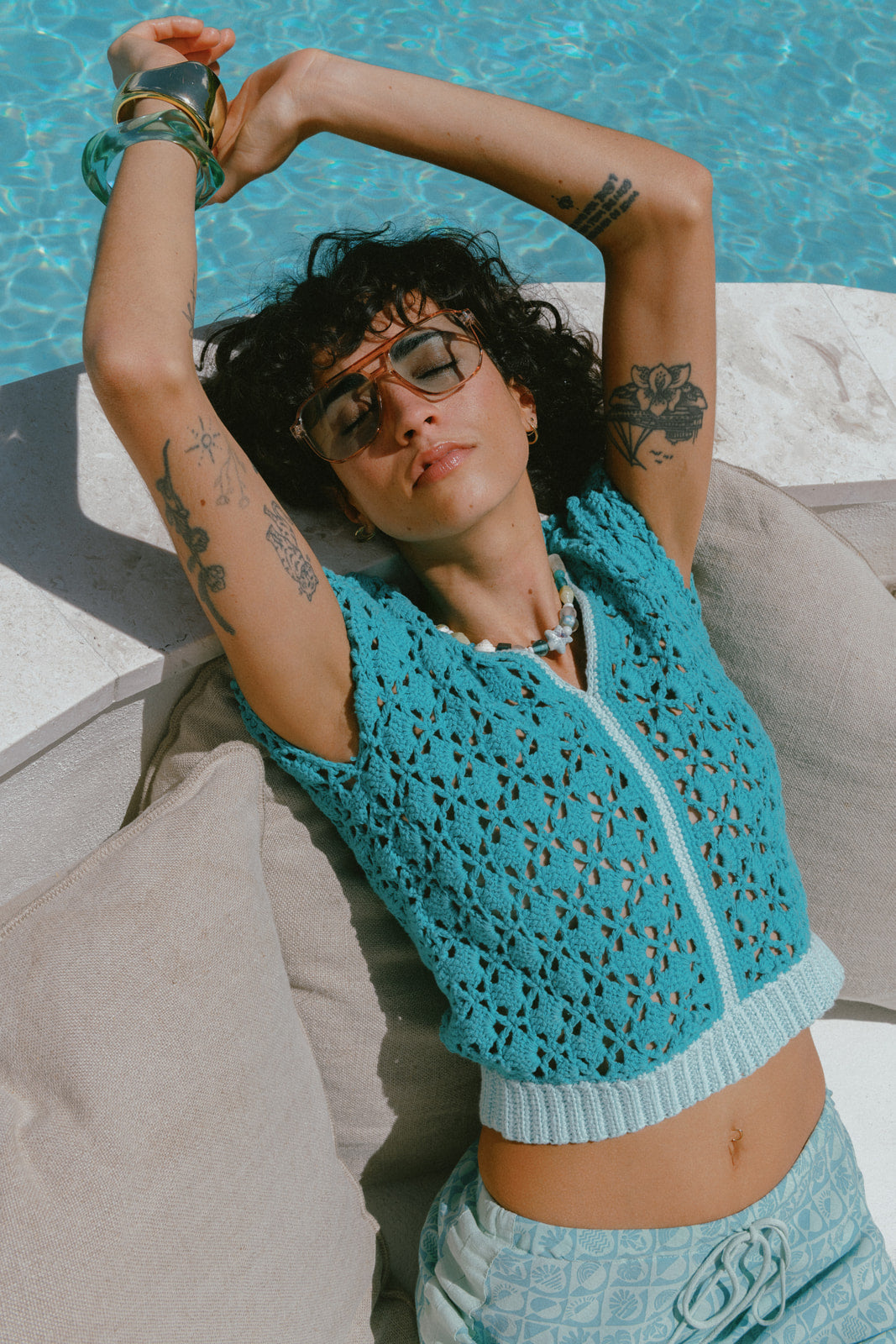 Havana Crochet Top - Blue