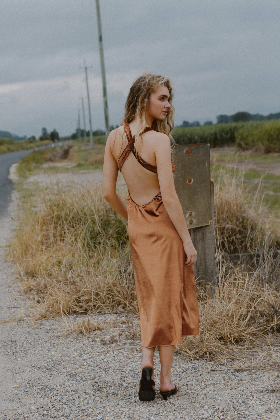 Stevie Midi Dress - Bronze