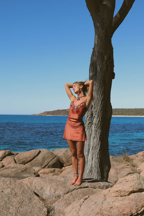 Hendrix Mini Dress - Rust Hendrix Mini Dress - Rust