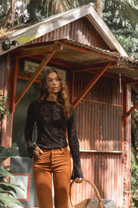 Lace Layering Top - Black