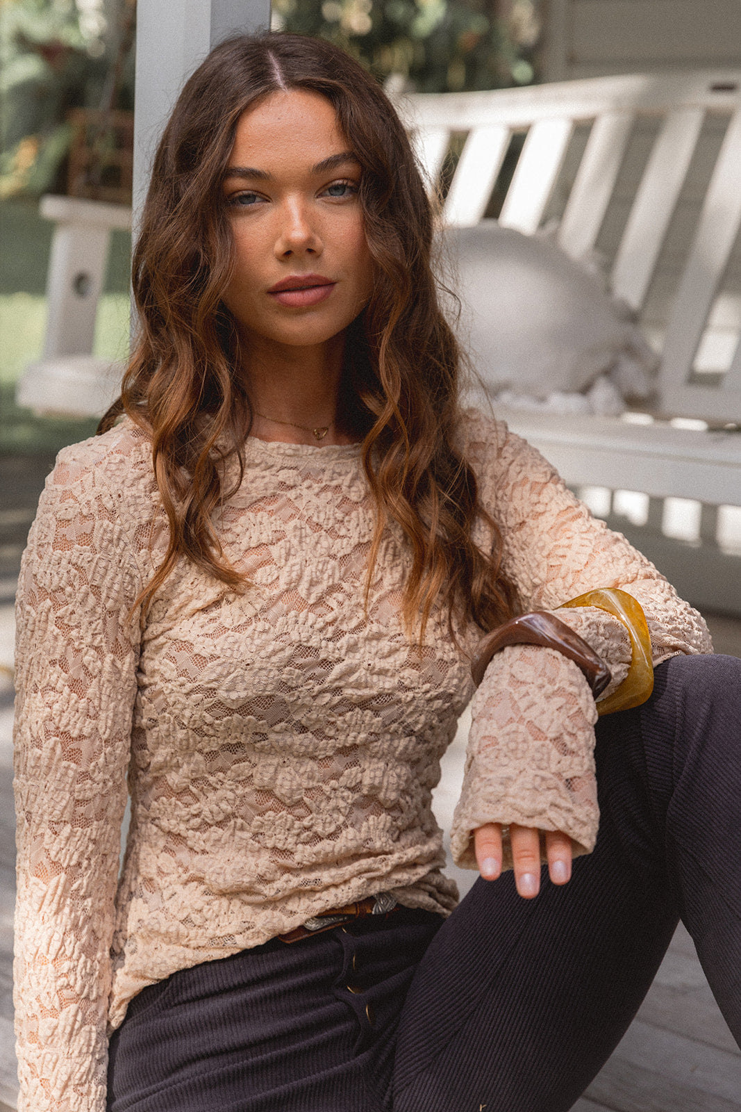Lace Layering Top - Champagne